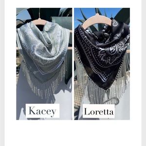 Silky Bandana with Rhinestone Fringe, Rhinestone Cowgirl Bandana